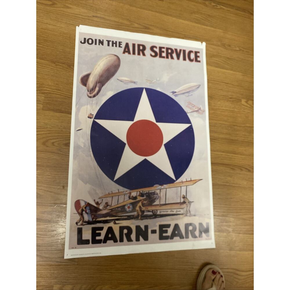 Join the Air Service Learn Earn Repro Recruitment Poster 22 x 34